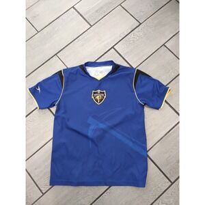 Prospector Soccer Jersey Blue Yellow Number 17 Short Sleeve Youth